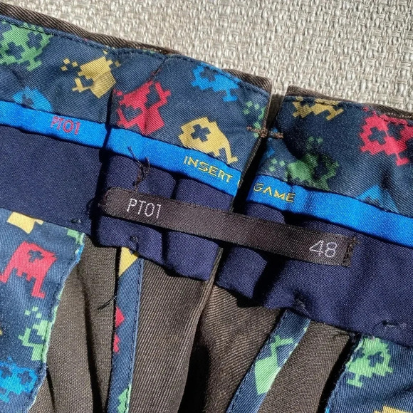 Pt01 Pants Men’s 48 Invasion Game Print Chino Brown - Picture 4 of 8
